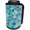 3dRose Andrea Haase Illustration - Glamorous Blue Aqua Triangle Pattern - Can Cooler Bottle Wrap (cc_274841)