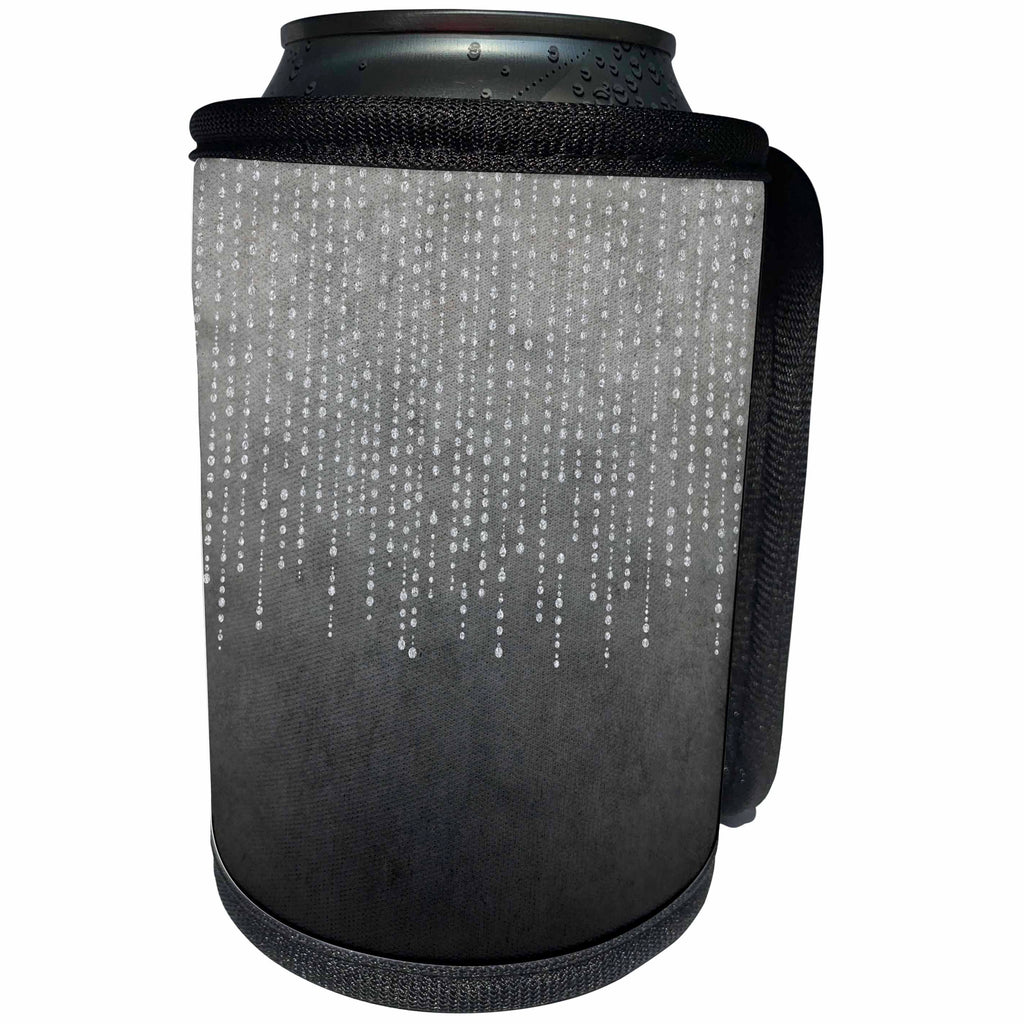 3dRose Andrea Haase Illustration - Image of Silver Shimmering Rhinestones On Grey Background - Can Cooler Bottle Wrap (cc_274843)