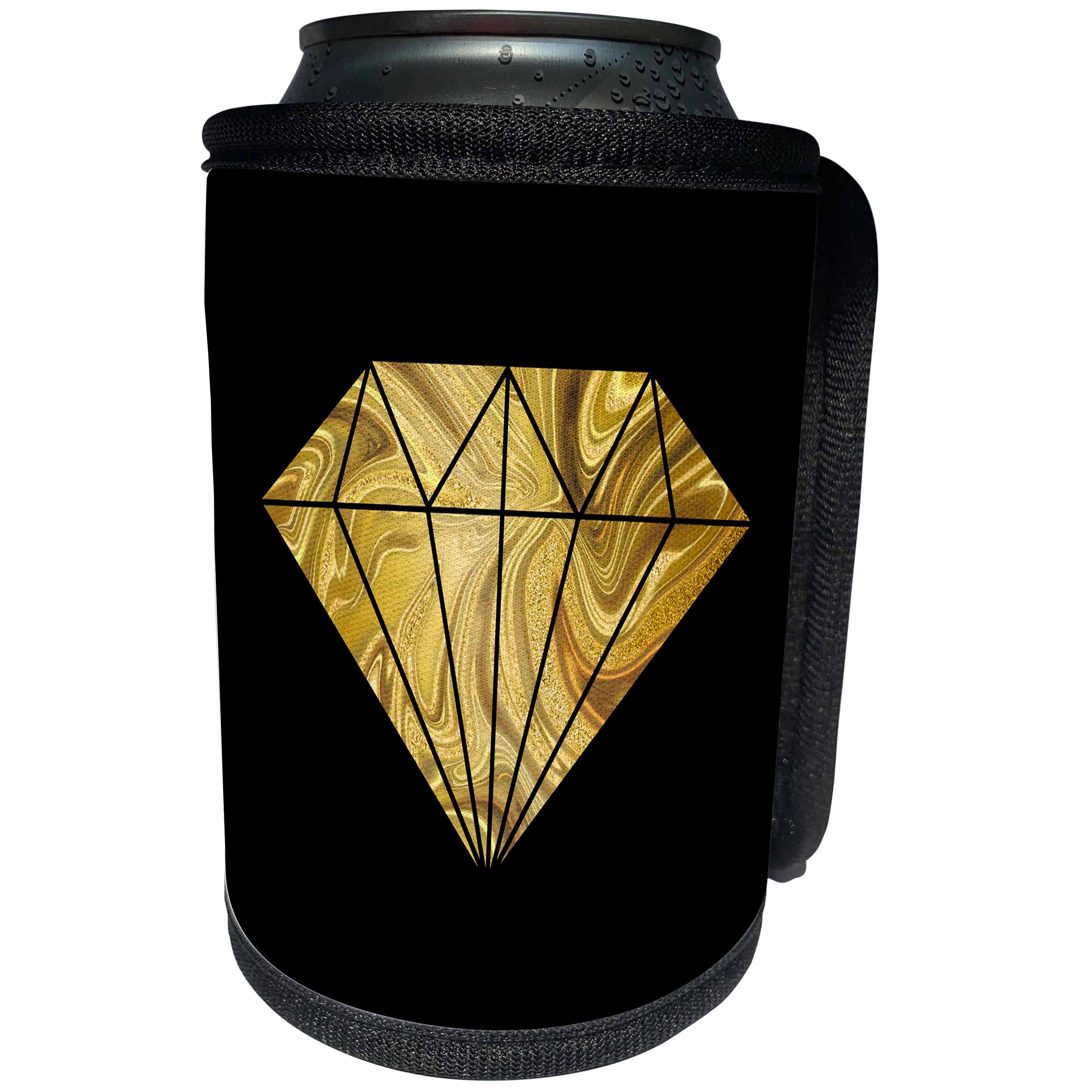 3dRose Andrea Haase Illustration - Image of Glamorous Golden Marble Diamond On Black - Can Cooler Bottle Wrap (cc_274844)