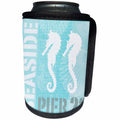3dRose Andrea Haase Illustration - Coastal Graphic With Typography And Sea Horses - Can Cooler Bottle Wrap (cc_274851)