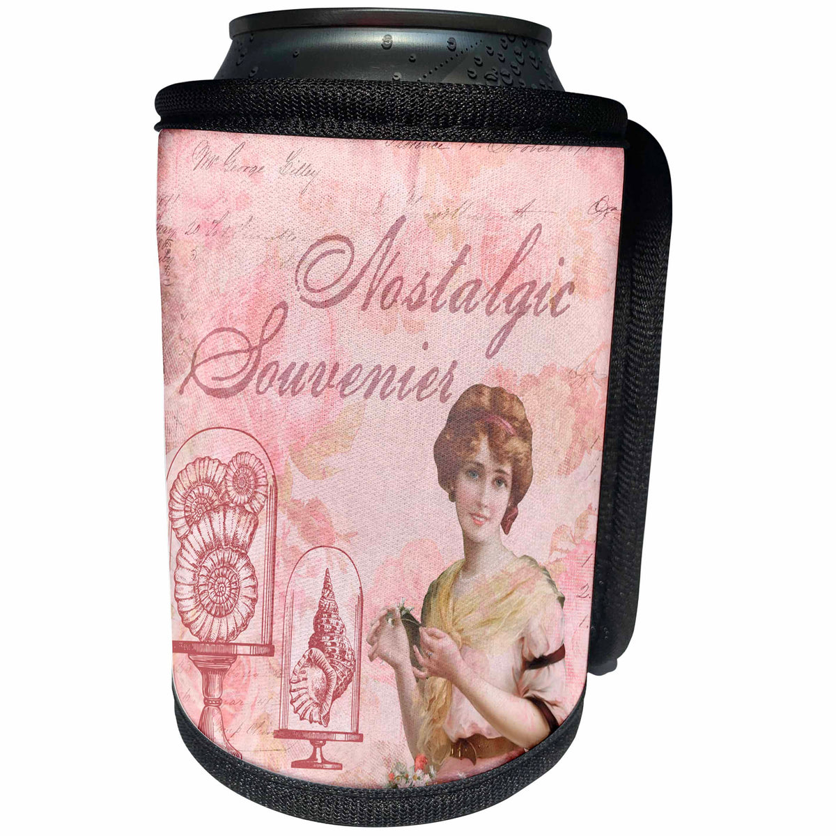 3dRose Andrea Haase Illustration - Image of Nostalgic Woman In Shades Of Soft Pink - Can Cooler Bottle Wrap (cc_274858)