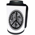 3dRose Andrea Haase Illustration - Peace Symbol In Zen Doodle Pattern White Background - Can Cooler Bottle Wrap (cc_274860)