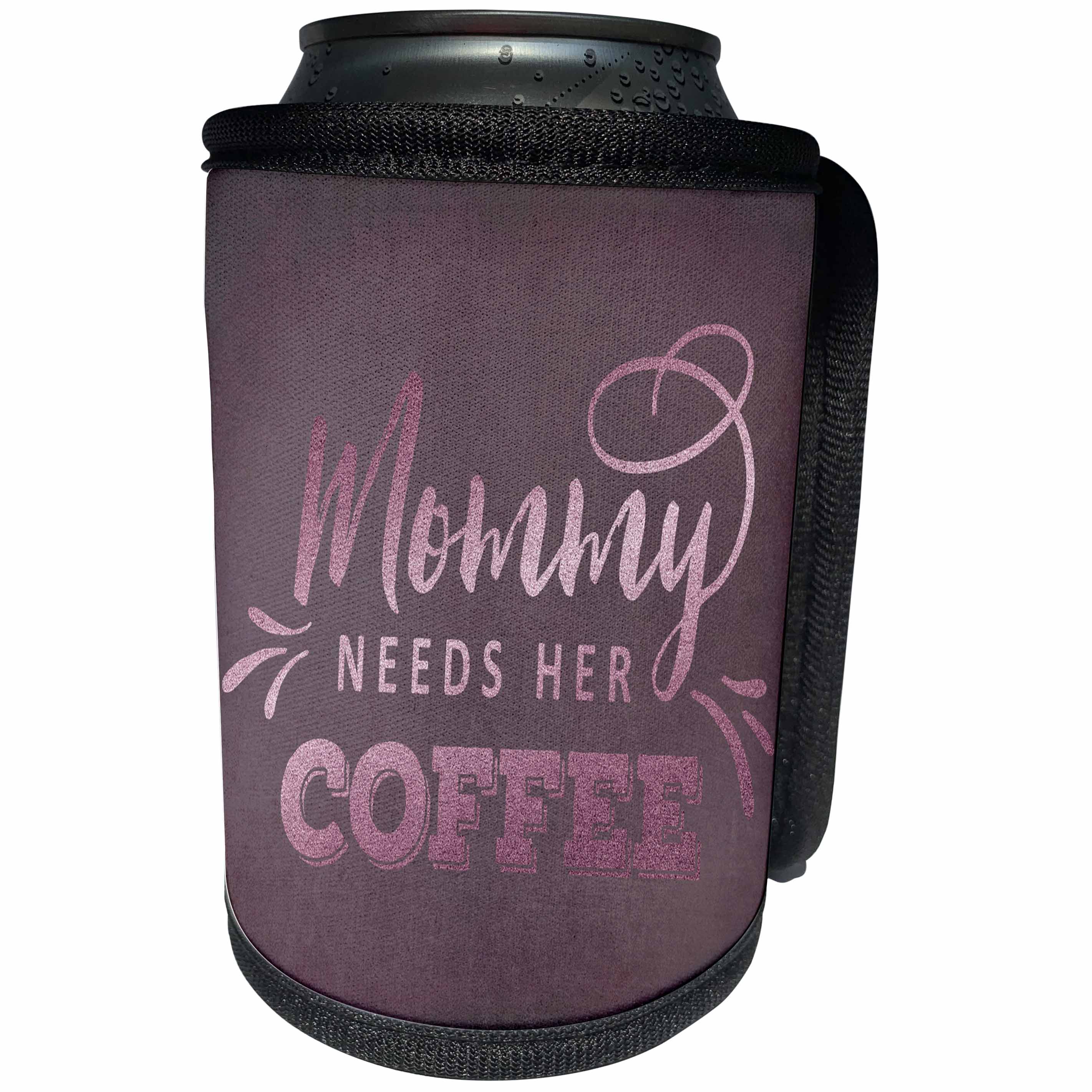 3dRose Andrea Haase Inspirational Typography - Mommy Needs Her Coffee Quote In Rosegold - Can Cooler Bottle Wrap (cc_274868)