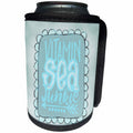 3dRose Andrea Haase Inspirational Typography - Vitamin Sea Junkie Quote In Pastel Blues - Can Cooler Bottle Wrap (cc_274870)