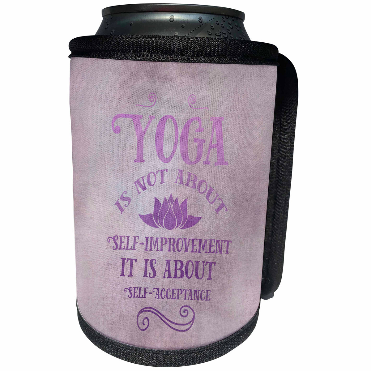 3dRose Andrea Haase Inspirational Typography - Yoga Self Acceptance Watercolor Calligraphy - Can Cooler Bottle Wrap (cc_274872)