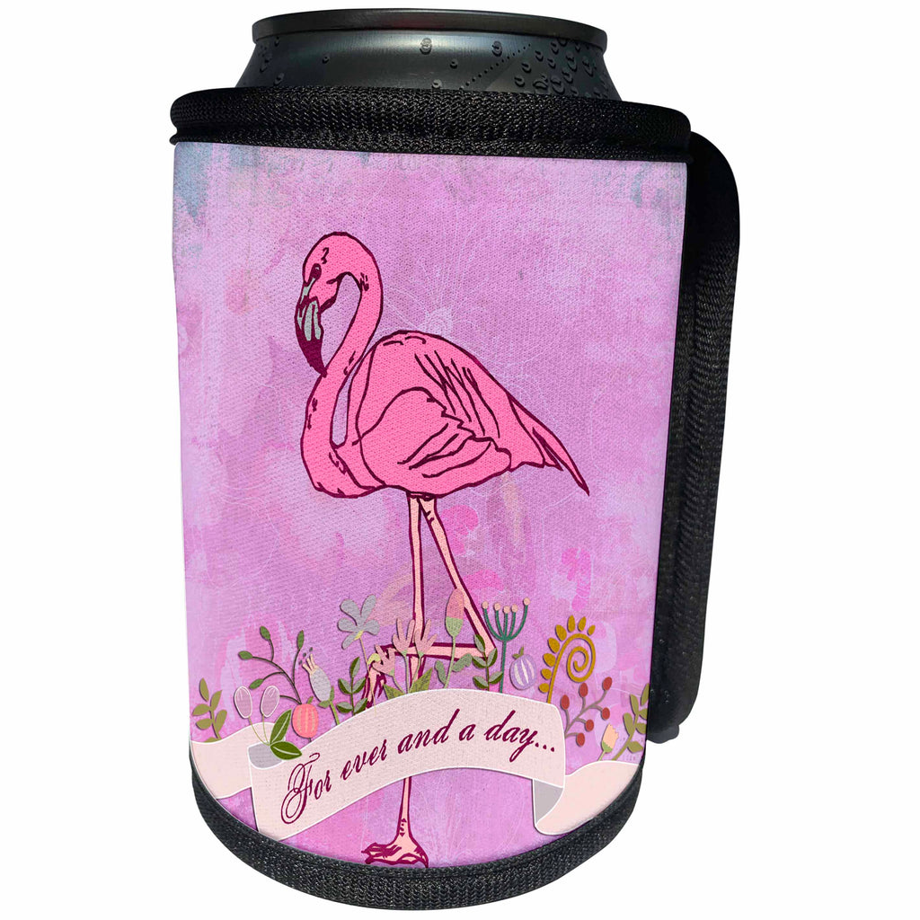 3dRose Andrea Haase Love and Hearts Art - Flamingo Valentines Day Illustration - Can Cooler Bottle Wrap (cc_274875)