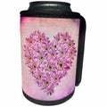 3dRose Andrea Haase Love and Hearts Art - Pink Flower Heart Valentines Day Illustration - Can Cooler Bottle Wrap (cc_274887)