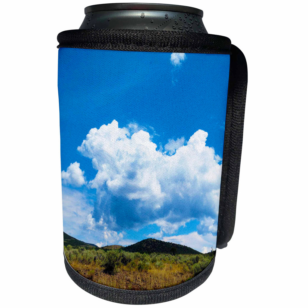 3dRose Jos Fauxtographee- Cloudy Sky - Cloud hanging low in the sky with blue and a valley below - Can Cooler Bottle Wrap (cc_274911)