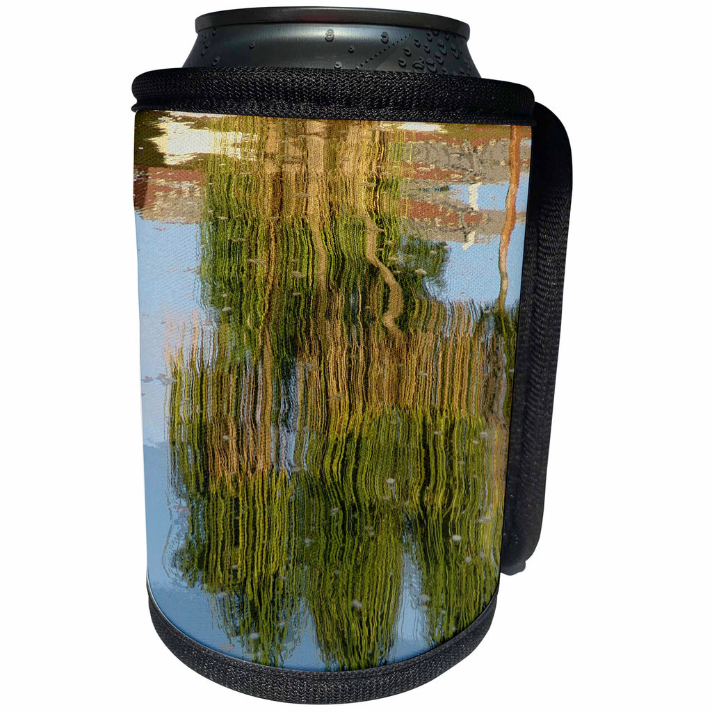 3dRose Florida - Image of Pony Tail Palms Reflect In Water - Can Cooler Bottle Wrap (cc_274927)