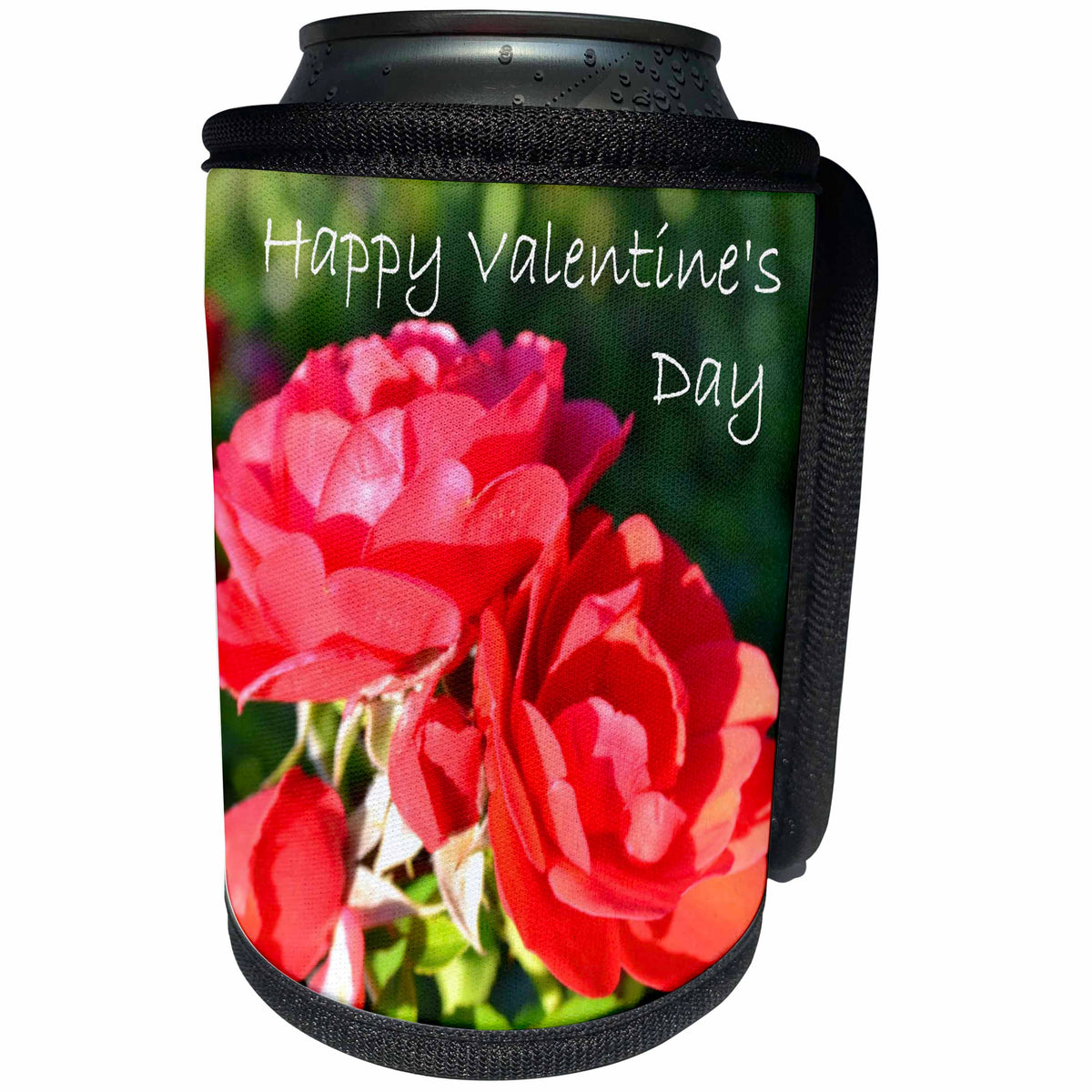 3dRose Patricia Sanders Flowers - Valentines Day Red Roses - Can Cooler Bottle Wrap (cc_27493)