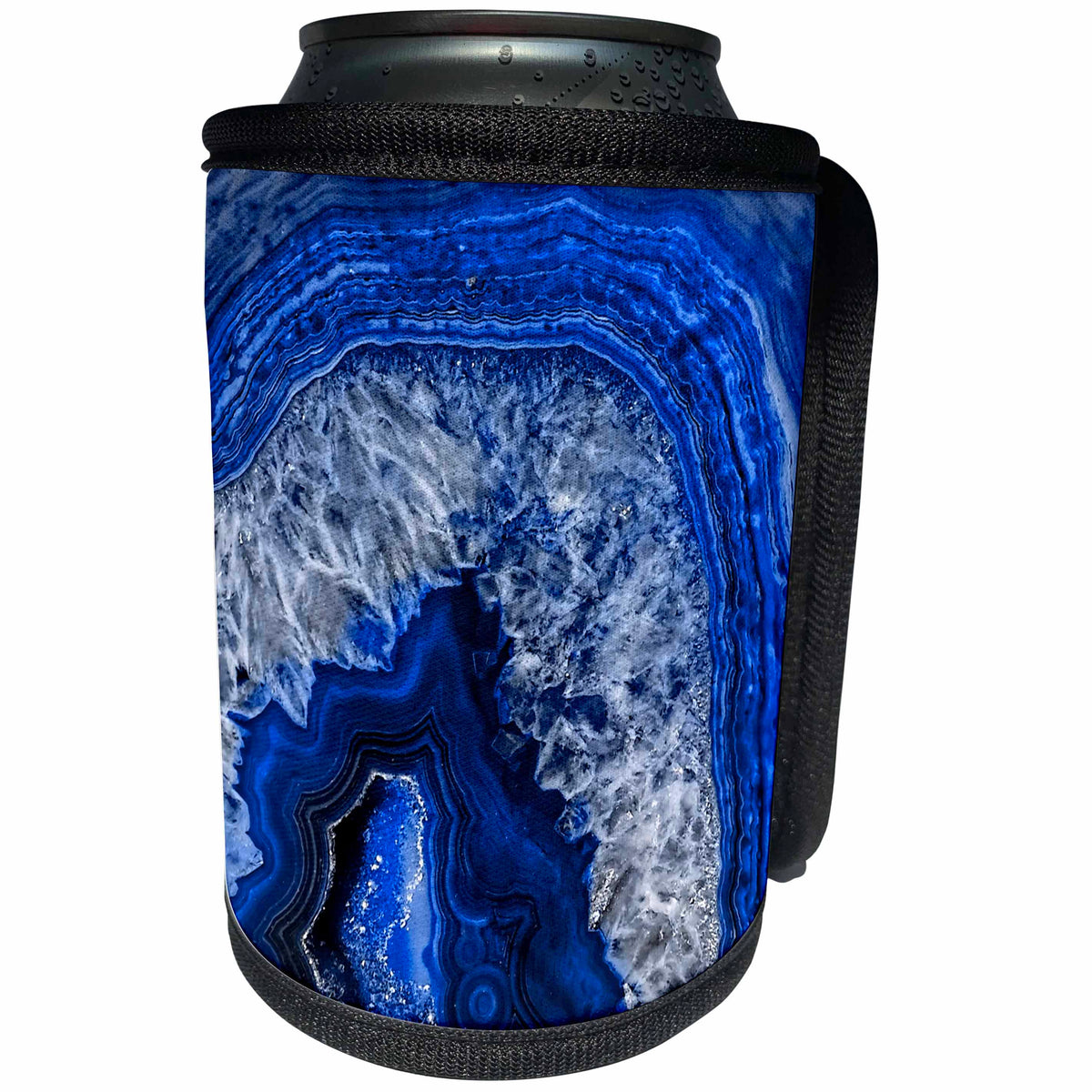 3dRose Uta Naumann Pattern - Image of Luxury Blue Indigo Marble Agate Gem Mineral Stone - Can Cooler Bottle Wrap (cc_274958)