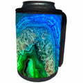 3dRose Uta Naumann Pattern - Image of Luxury Indigo and Green Marble Agate Gem Mineral Stone - Can Cooler Bottle Wrap (cc_274959)