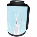 3dRose Uta Naumann Watercolor Illustration Animal - Stay Wild-Trendy Cute Teal Scandi Winter Animal White Bunny Typography - Can Cooler Bottle Wrap (cc_274962)