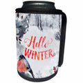 3dRose Uta Naumann Sayings and Typography - Merry Christmas-Wishes-Wintry Fox Animal Forest Illustration - Can Cooler Bottle Wrap (cc_274978)