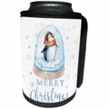 3dRose Uta Naumann Sayings and Typography - Merry Christmas Greetings -Wintry Snowy Penguin Illustration - Can Cooler Bottle Wrap (cc_274994)