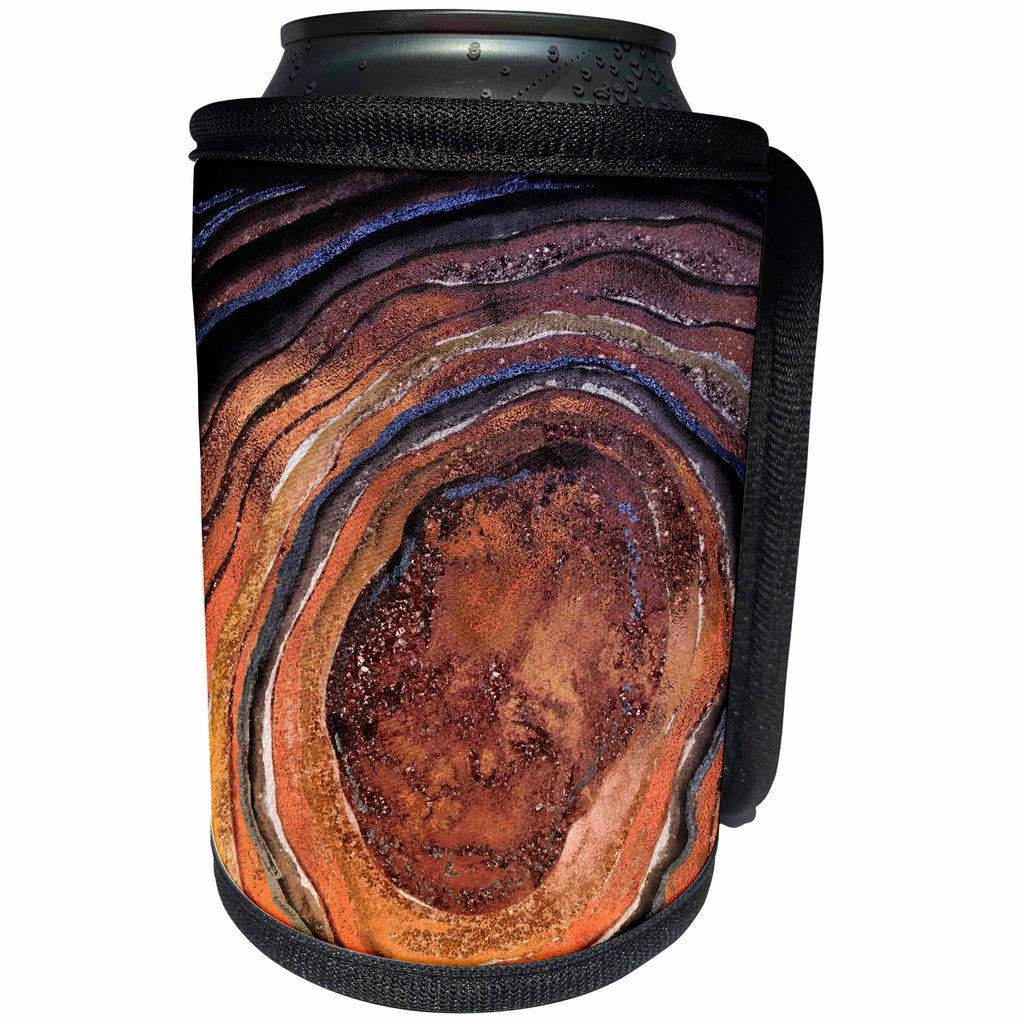 3dRose Uta Naumann Faux Glitter Pattern - Image of Brown Copper Metal Foil Glitter Marble Fashion Agate - Can Cooler Bottle Wrap (cc_275081)