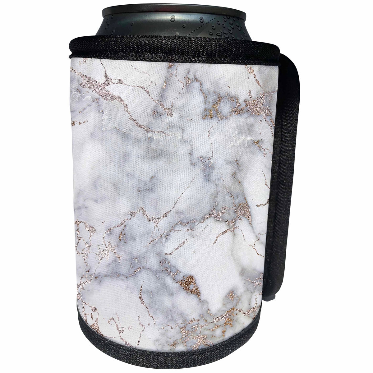 3dRose Uta Naumann Faux Glitter Pattern - Image of Luxury Trendy Rose gold Blush Glitter Marble Agate Quartz - Can Cooler Bottle Wrap (cc_275085)
