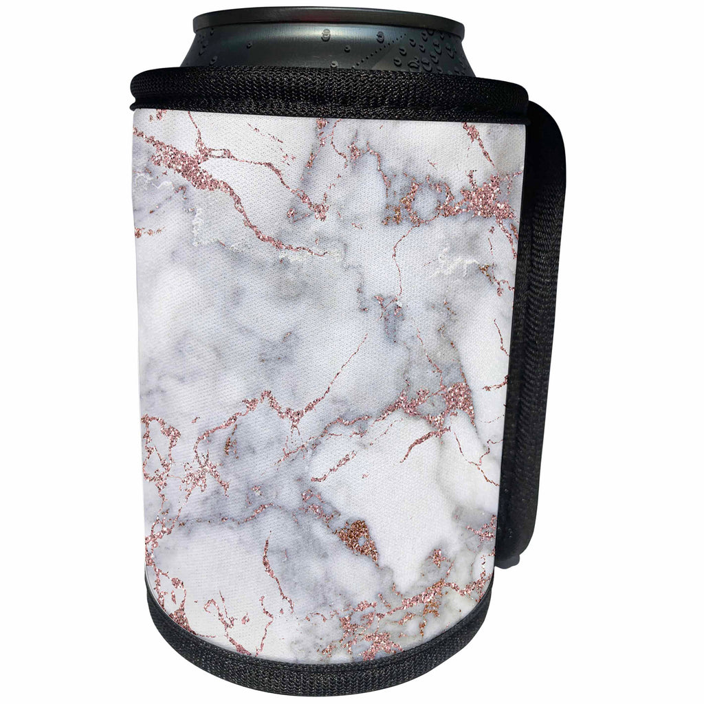 3dRose Uta Naumann Faux Glitter Pattern - Image of Shiny Luxury Trendy Rose gold Glitter Marble Agate Quartz - Can Cooler Bottle Wrap (cc_275086)