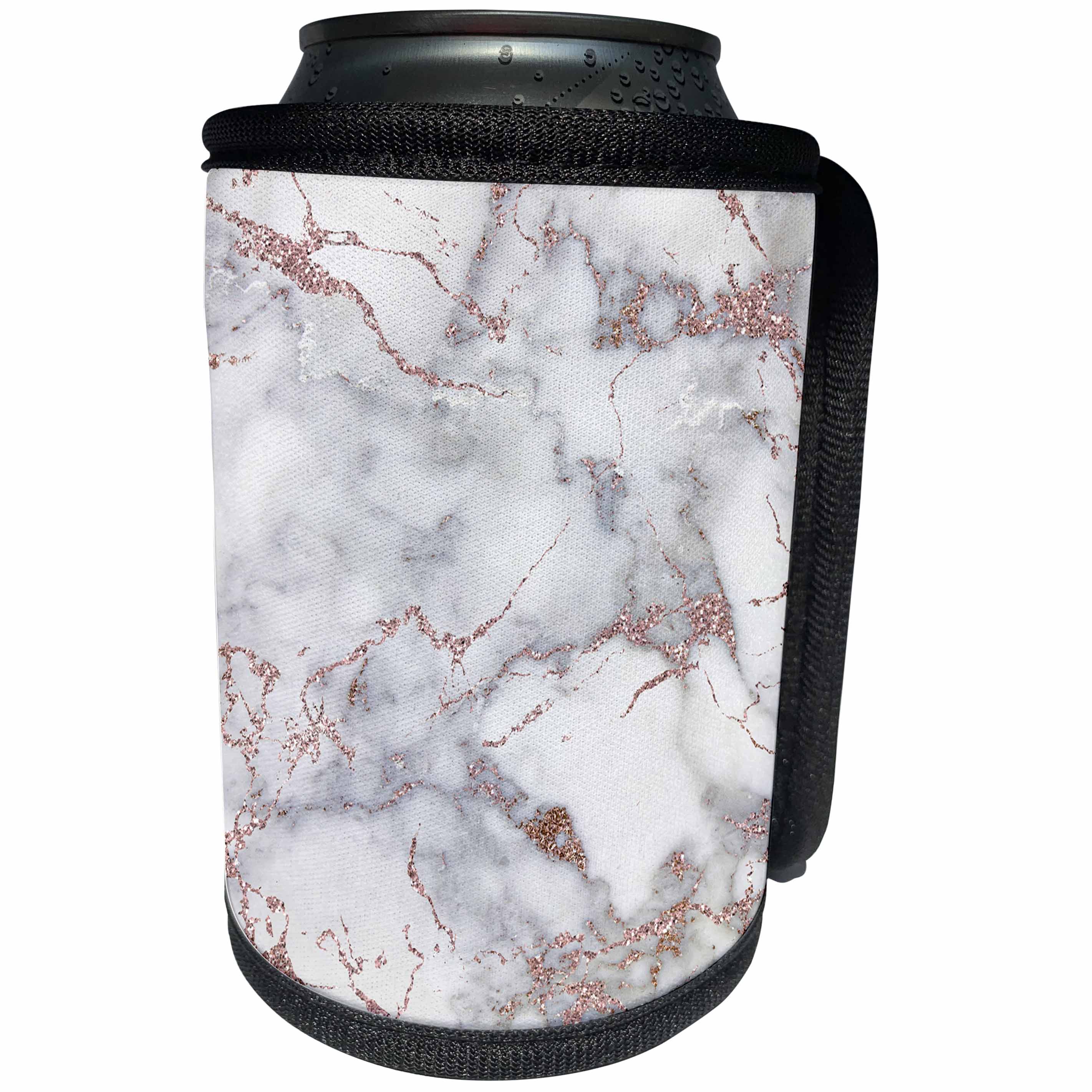 3dRose Uta Naumann Faux Glitter Pattern - Image of Shiny Luxury Trendy Rose gold Glitter Marble Agate Quartz - Can Cooler Bottle Wrap (cc_275086)