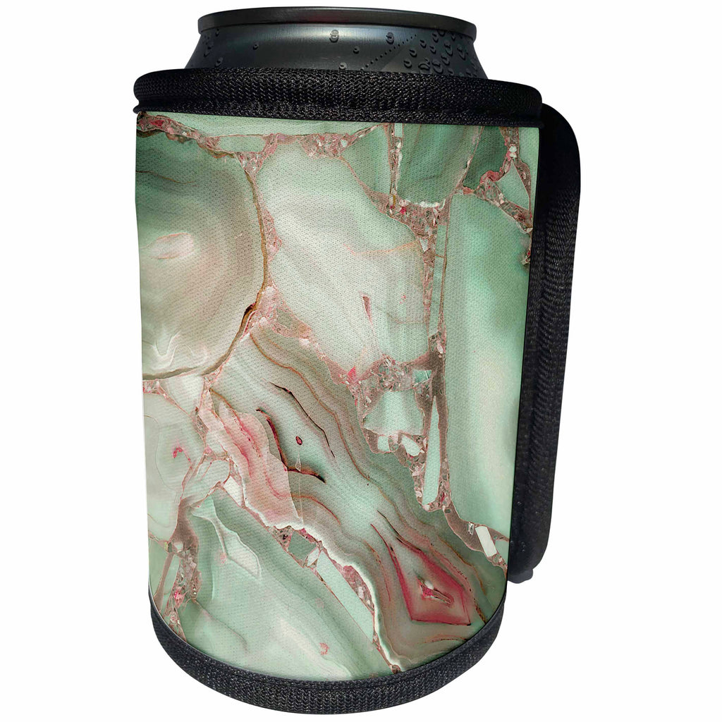 3dRose Uta Naumann Faux Glitter Pattern - Image of Luxury Light Green Marble Agate Gem Mineral Malachite Quartz - Can Cooler Bottle Wrap (cc_275089)