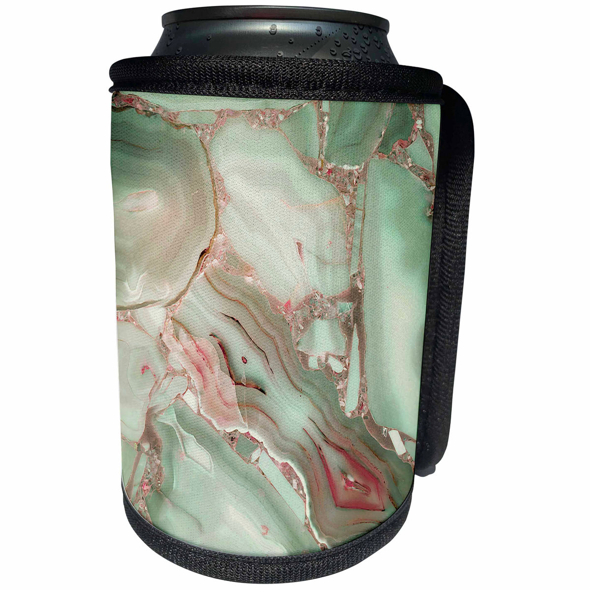 3dRose Uta Naumann Faux Glitter Pattern - Image of Luxury Light Green Marble Agate Gem Mineral Malachite Quartz - Can Cooler Bottle Wrap (cc_275089)