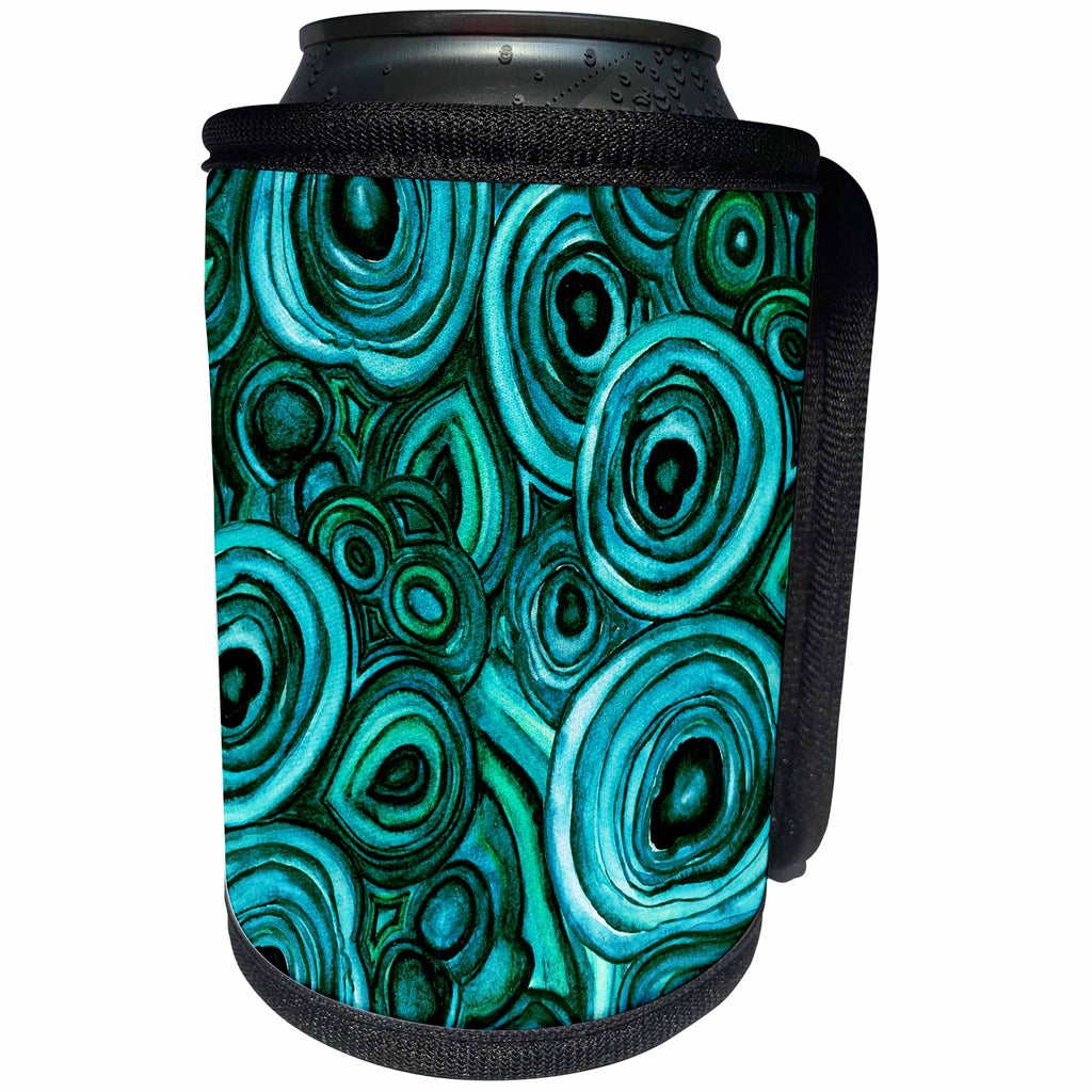 3dRose Uta Naumann Faux Glitter Pattern - Image of Trendy Green Malachite Agate Gemstone Pattern - Can Cooler Bottle Wrap (cc_275093)