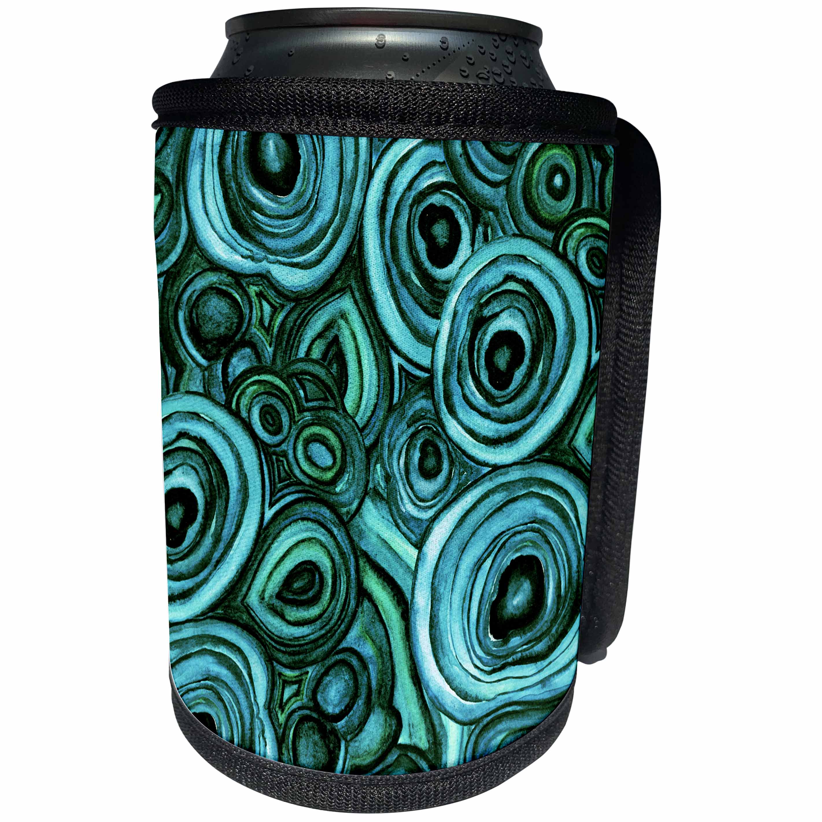 3dRose Uta Naumann Faux Glitter Pattern - Image of Trendy Green Malachite Agate Gemstone Pattern - Can Cooler Bottle Wrap (cc_275093)