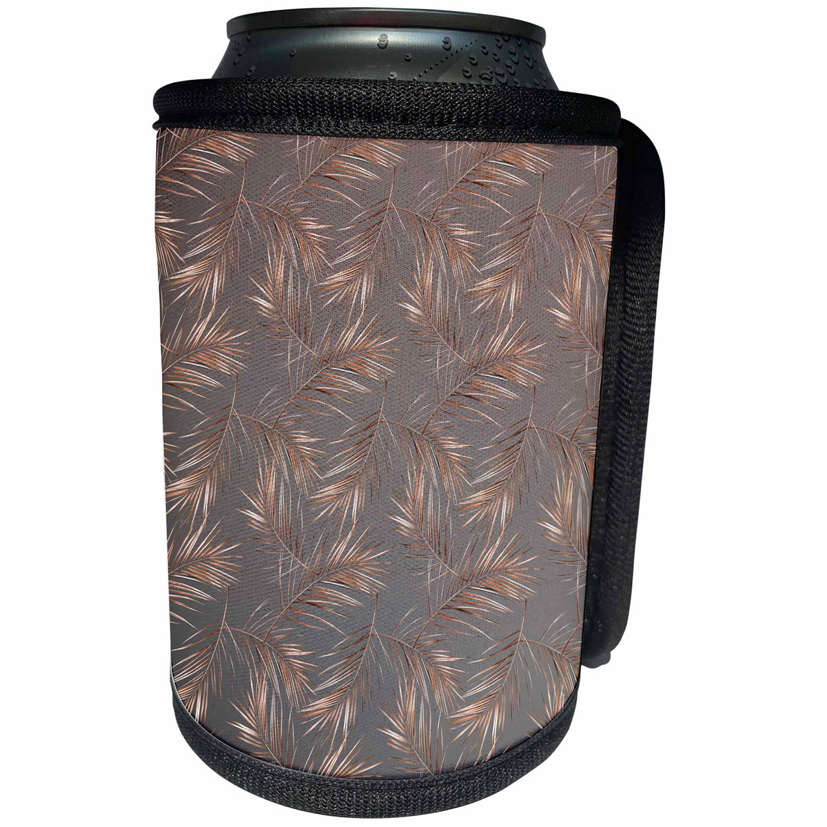 3dRose Uta Naumann Faux Glitter Pattern - Image of Dark Aloha Copper Foliage Metal Leaf Tropical Hawaii Pattern - Can Cooler Bottle Wrap (cc_275096)
