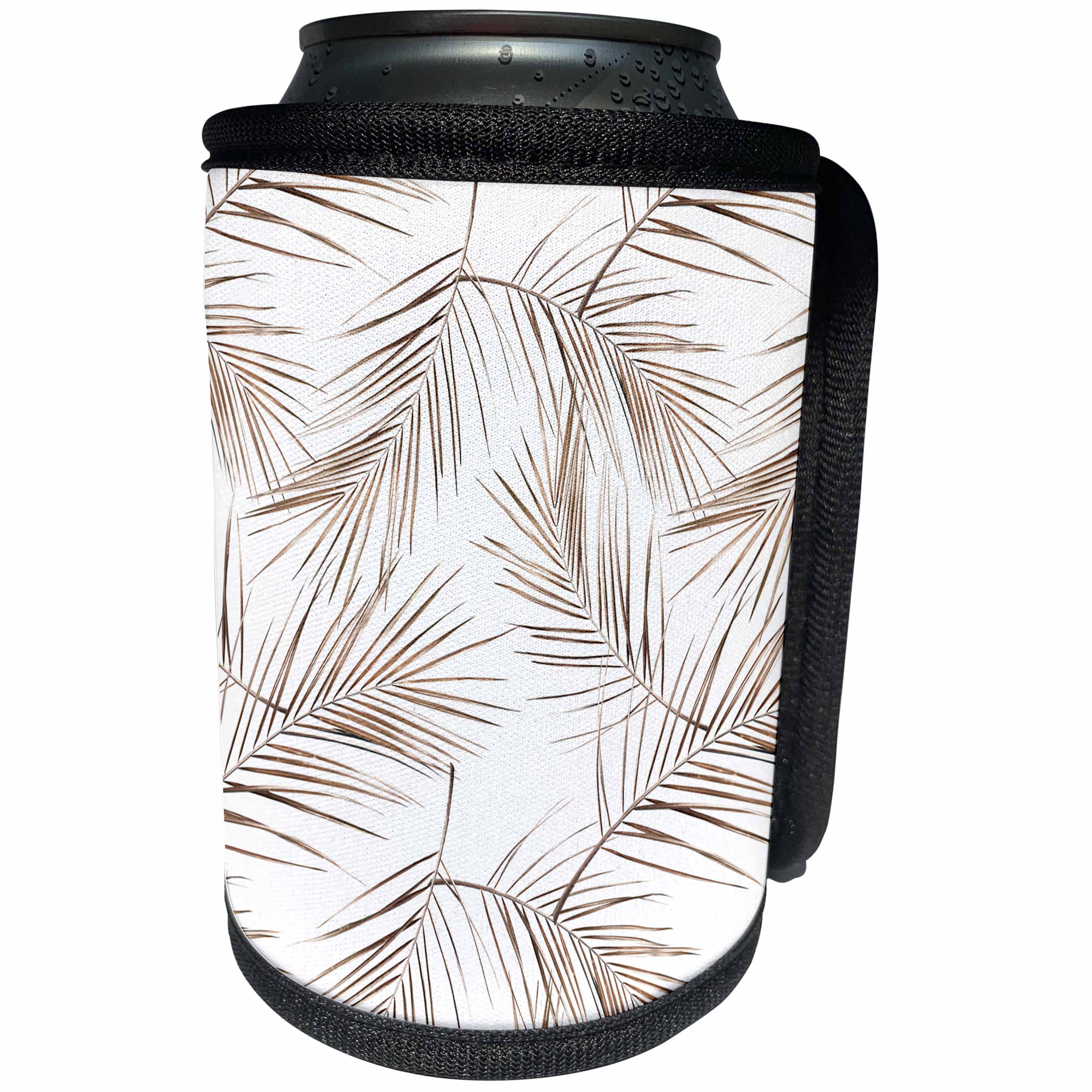 3dRose Uta Naumann Faux Glitter Pattern - Image of Large Aloha Copper Foliage Metal Leaf Tropical Hawaii Pattern - Can Cooler Bottle Wrap (cc_275097)
