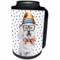 3dRose Uta Naumann Watercolor Illustration Animal - Cute Funny Dog Illustration on Polkadots- Bishon-Freeze - Can Cooler Bottle Wrap (cc_275100)