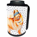 3dRose Uta Naumann Watercolor Illustration Animal - Cute Funny Dog Illustration on Polkadots- Pomeranian - Can Cooler Bottle Wrap (cc_275106)