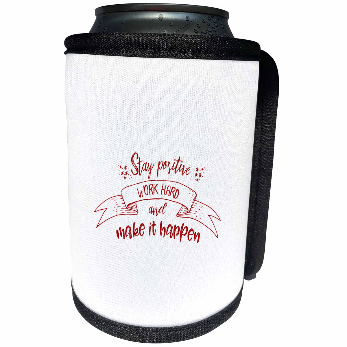 3dRose Uta Naumann Sayings and Typography - Trendy Motivational Typography - Stay Positive Work Hard - Can Cooler Bottle Wrap (cc_275112)