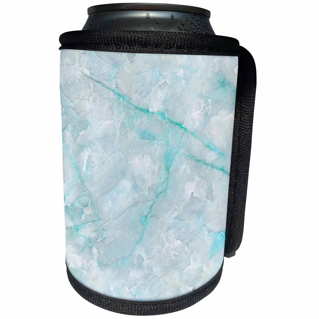 3dRose Uta Naumann Faux Glitter Pattern - Image of Trendy Luxury Aqua Teal Quartz and Gray Gemstone Agate Geode - Can Cooler Bottle Wrap (cc_275124)