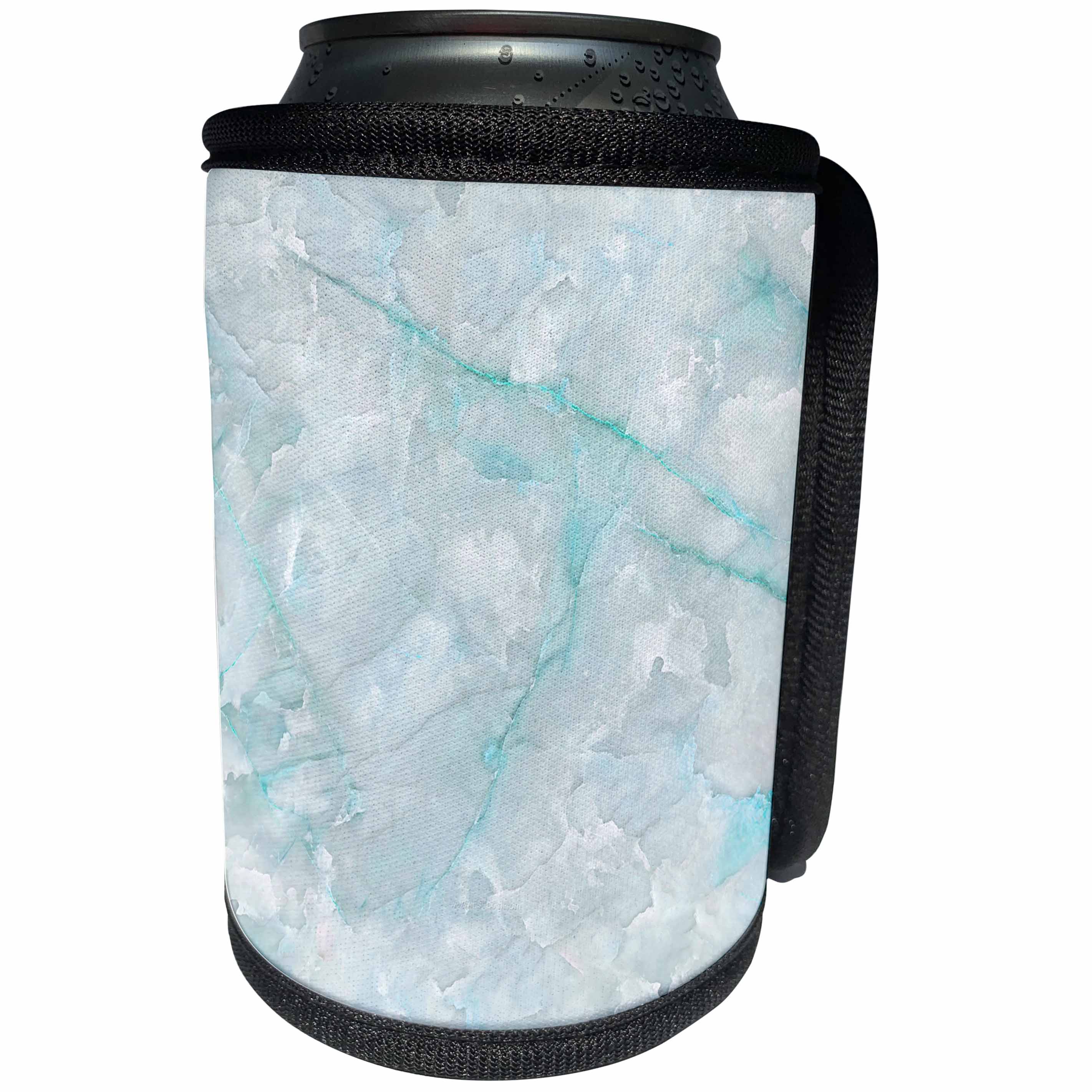 3dRose Uta Naumann Faux Glitter Pattern - Image of Trendy Luxury Aqua Teal Quartz and Gray Gemstone Agate Geode - Can Cooler Bottle Wrap (cc_275124)