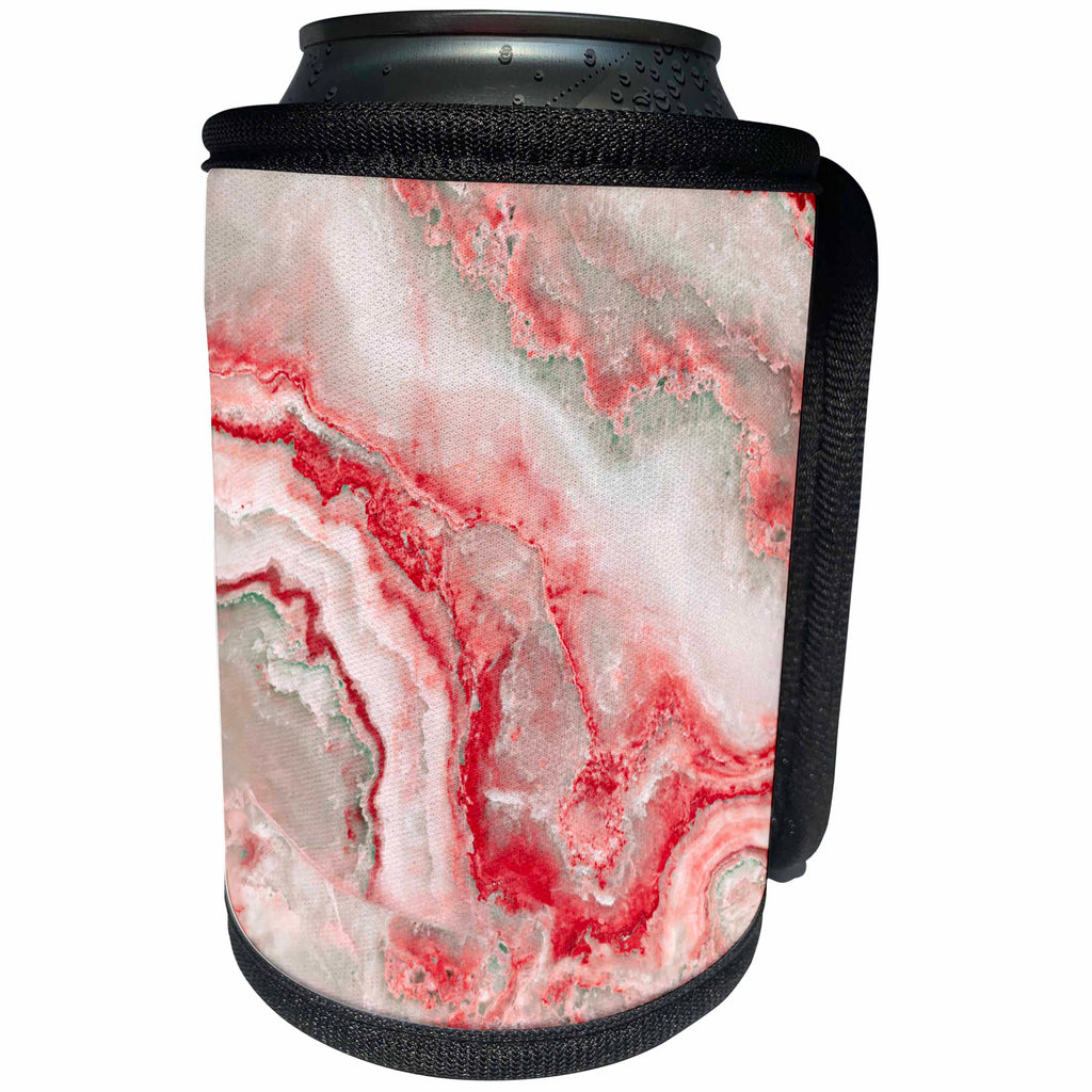 3dRose Uta Naumann Faux Glitter Pattern - Image of Trendy Luxury Orange Red Quartz and Gray Gemstone Agate Geode - Can Cooler Bottle Wrap (cc_275125)