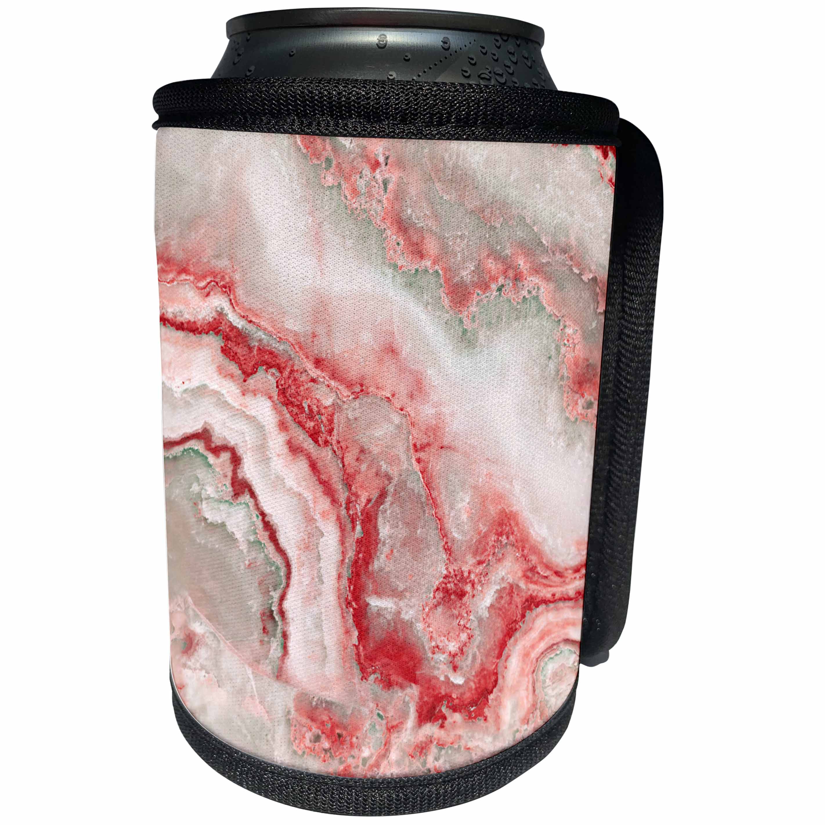 3dRose Uta Naumann Faux Glitter Pattern - Image of Trendy Luxury Orange Red Quartz and Gray Gemstone Agate Geode - Can Cooler Bottle Wrap (cc_275125)