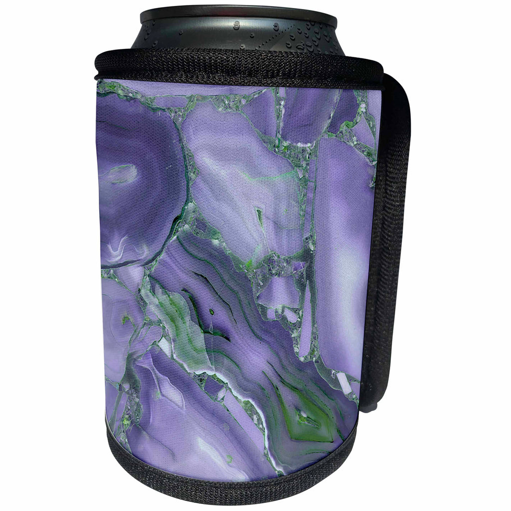 3dRose Uta Naumann Faux Glitter Pattern - Image of Trendy Luxury Dark Purple Violet Quartz Malachite Agate Geode - Can Cooler Bottle Wrap (cc_275129)