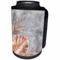 3dRose Uta Naumann Faux Glitter Pattern - Image of Trendy Aloha Rose gold Tropical Leaf Foliage on Gray Concrete - Can Cooler Bottle Wrap (cc_275130)
