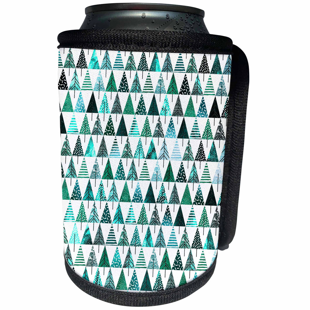3dRose Uta Naumann Faux Glitter Pattern - Image of Trendy Green Metal Foil Christmas Pine Tree Pattern - Can Cooler Bottle Wrap (cc_275133)