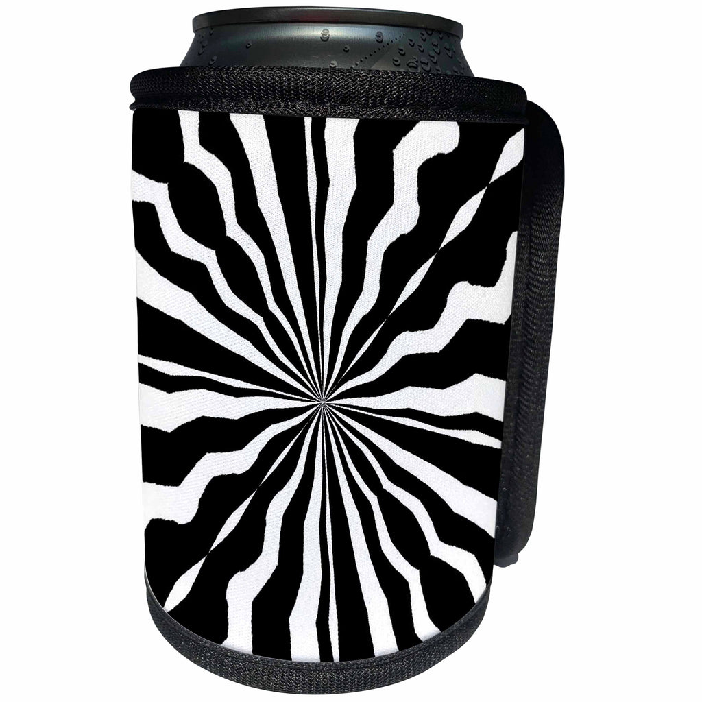 3dRose Patricia Sanders Creations - Black and White Wavy Abstract - Can Cooler Bottle Wrap (cc_27516)