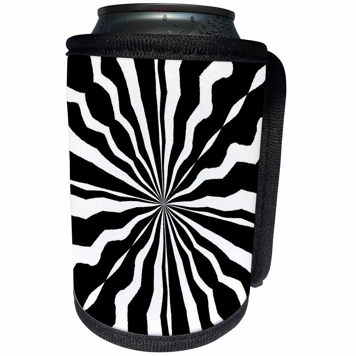 3dRose Patricia Sanders Creations - Black and White Wavy Abstract - Can Cooler Bottle Wrap (cc_27516)