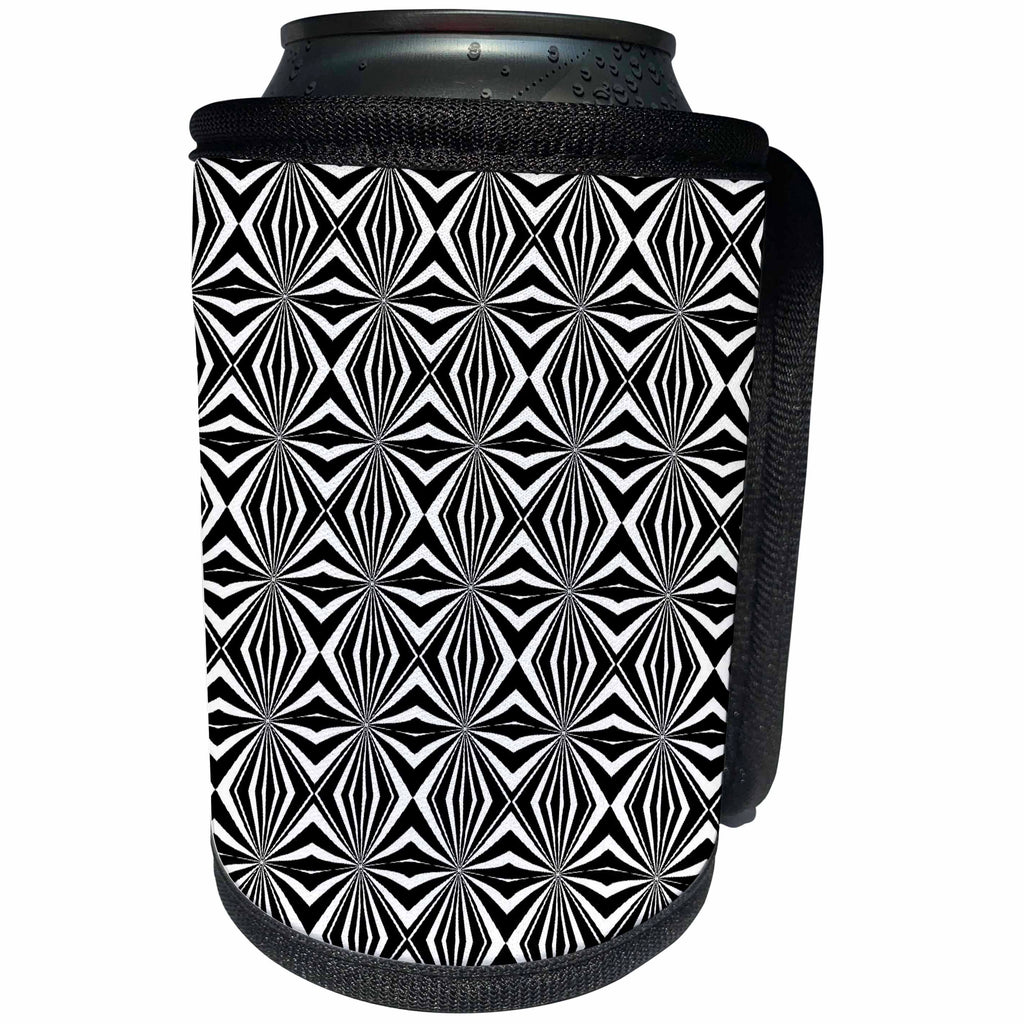 3dRose Patricia Sanders Creations - Black and White Multiple Abstract - Can Cooler Bottle Wrap (cc_27517)