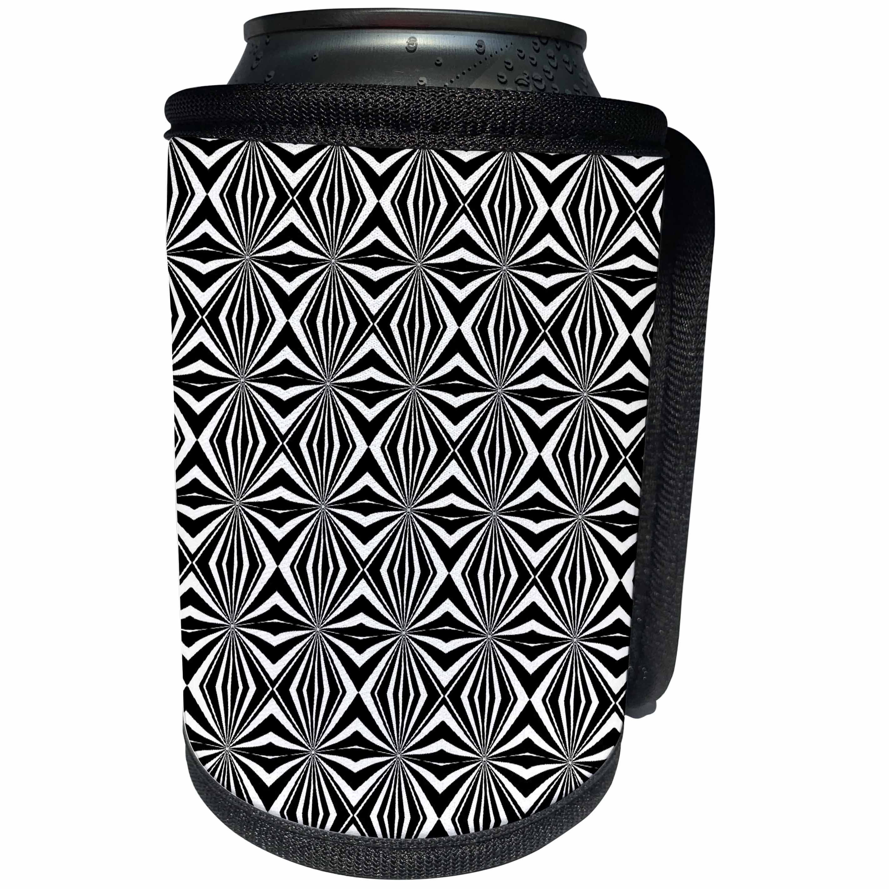 3dRose Patricia Sanders Creations - Black and White Multiple Abstract - Can Cooler Bottle Wrap (cc_27517)