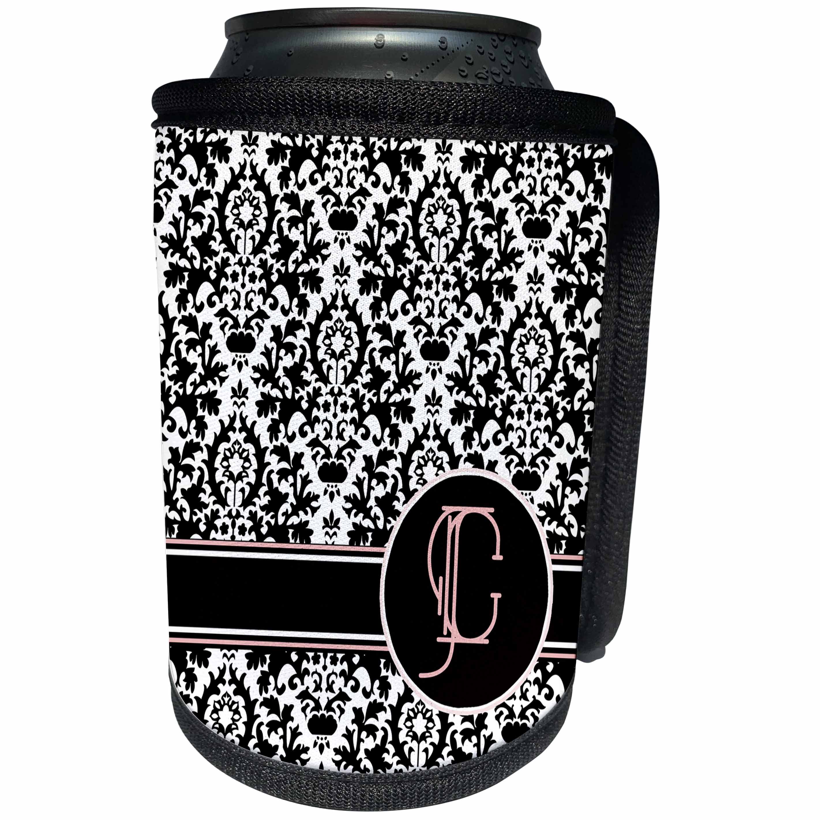 3dRose Uta Naumann Personal Monogram Initials - Letter C Personal Monogrammed Damask Pattern-Personalized Initial - Can Cooler Bottle Wrap (cc_275171)