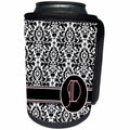 3dRose Uta Naumann Personal Monogram Initials - Letter D Personal Monogrammed Damask Pattern-Personalized Initial - Can Cooler Bottle Wrap (cc_275172)