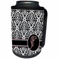 3dRose Uta Naumann Personal Monogram Initials - Letter F Personal Monogrammed Damask Pattern-Personalized Initial - Can Cooler Bottle Wrap (cc_275174)