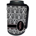 3dRose Uta Naumann Personal Monogram Initials - Letter J Personal Monogrammed Damask Pattern-Personalized Initial - Can Cooler Bottle Wrap (cc_275178)