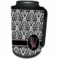 3dRose Uta Naumann Personal Monogram Initials - Letter W Personal Monogrammed Damask Pattern-Personalized Initial - Can Cooler Bottle Wrap (cc_275192)