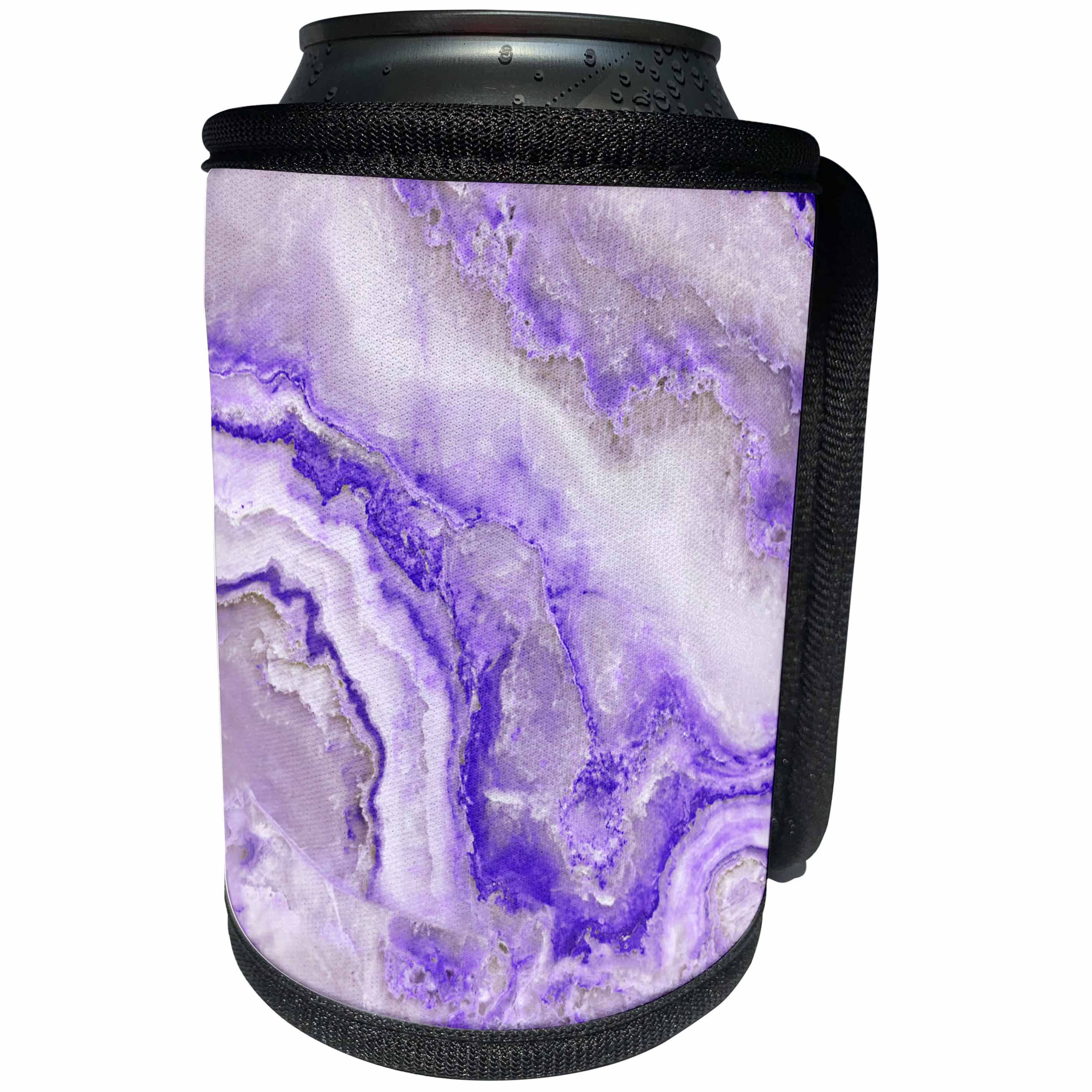 3dRose Uta Naumann Faux Glitter Pattern - Image of Chic Trendy Purple Violet Marble Agate Gemstone Rock Quartz - Can Cooler Bottle Wrap (cc_275196)