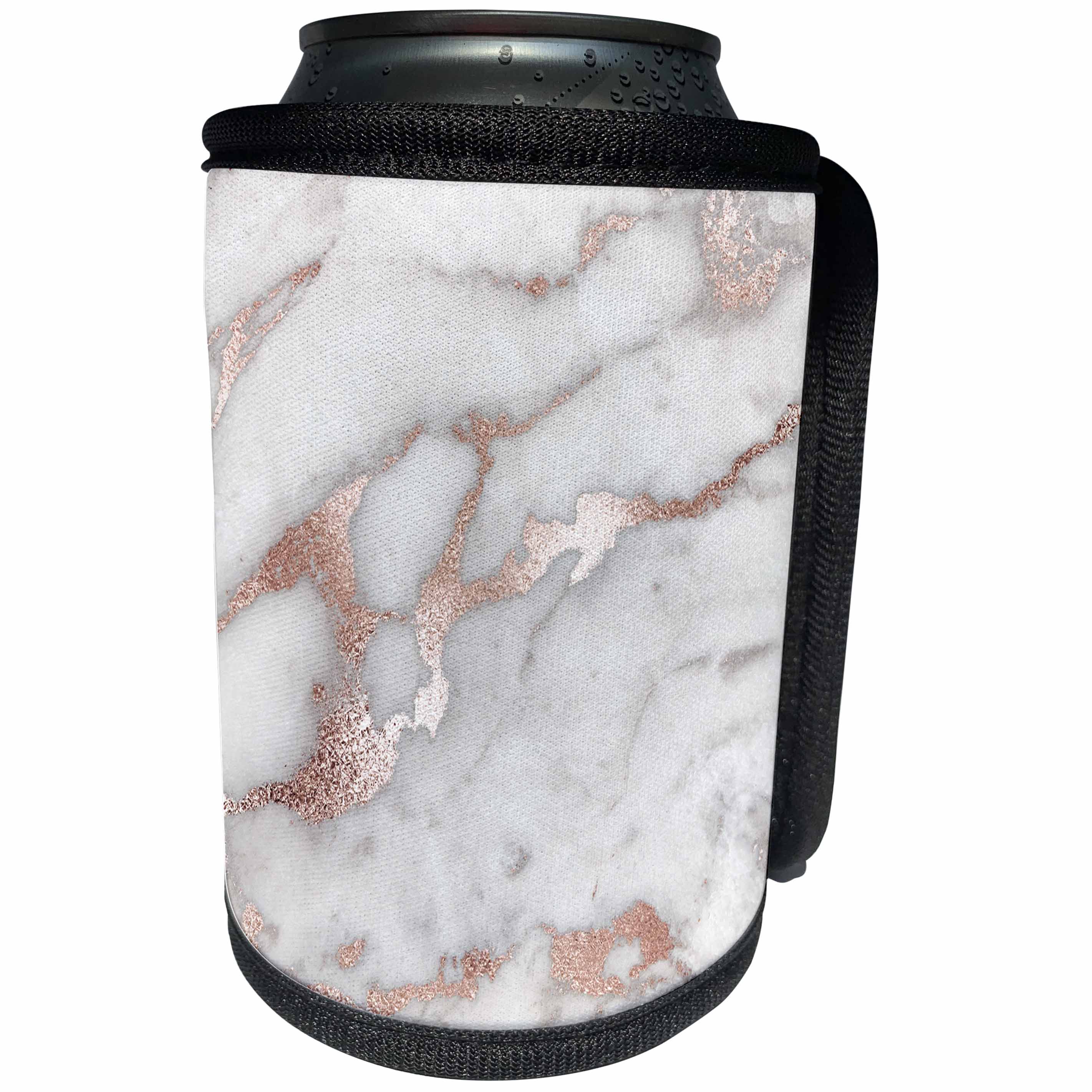 3dRose Uta Naumann Faux Glitter Pattern - Image of Chic Gray Trendy Copper Rose gold Marble Agate Gemstone Rock Quartz - Can Cooler Bottle Wrap (cc_275197)